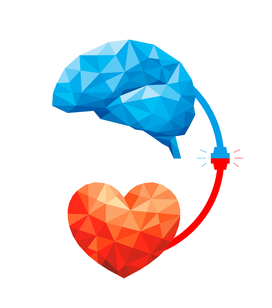 Polygonal style of brain and heart.